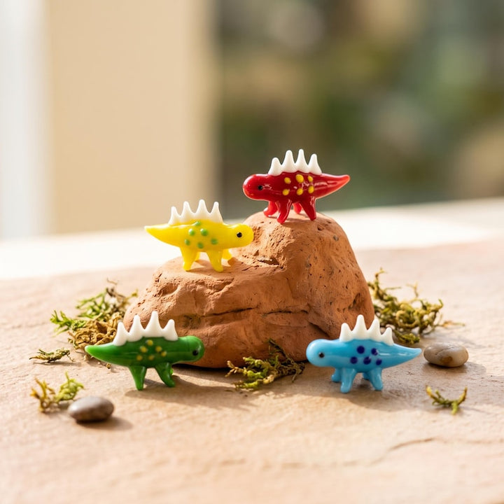 Handmade Miniature Glass Dinosaur, Kawaii Stegosaurus Figurine for – Handmade Gift for Her