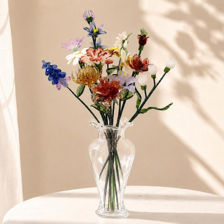 Birth Month Flower Glass Bouquet, Handmade Glass Flower Arrangement – Birthday Gift for Her, Mother's Day Gift