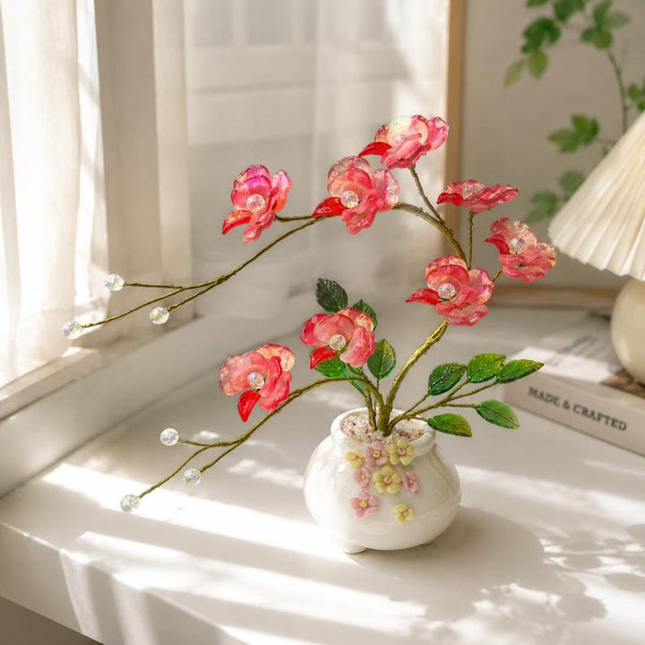 Forever Red Glass Orchid Flower, Handmade Crystal Orchid Bonsai, – Birthday Gift for Her, Mother's Day Gift