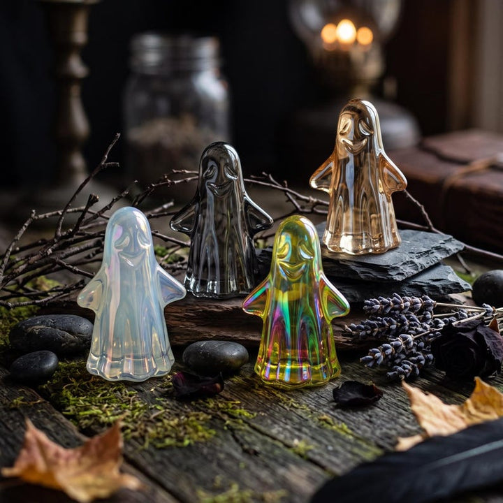 Iridescent Glass Ghost Figurine, Cute Spooky Halloween Decor for – Halloween Decor Gift